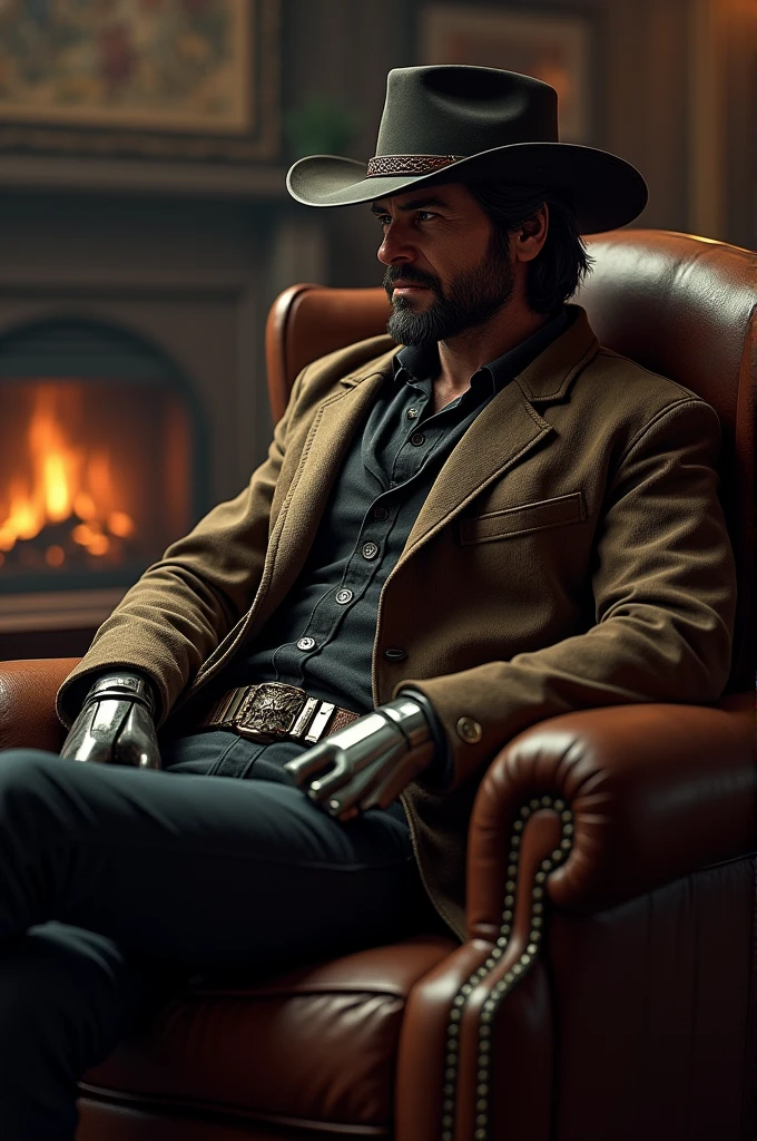 Jesse McCree sitting on an armchair 