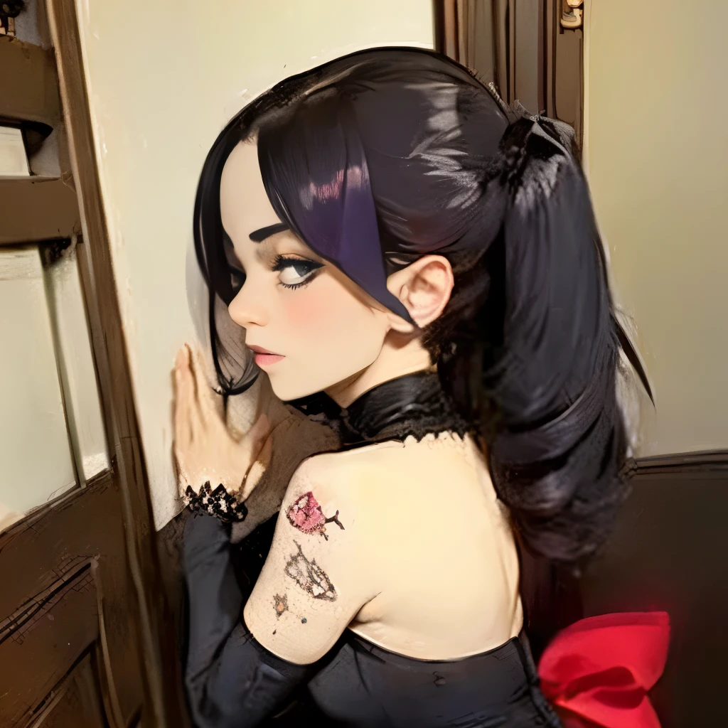 masterpiece, best_quality, 1girl, solo, (goth:1.2), remilia scarlet,
