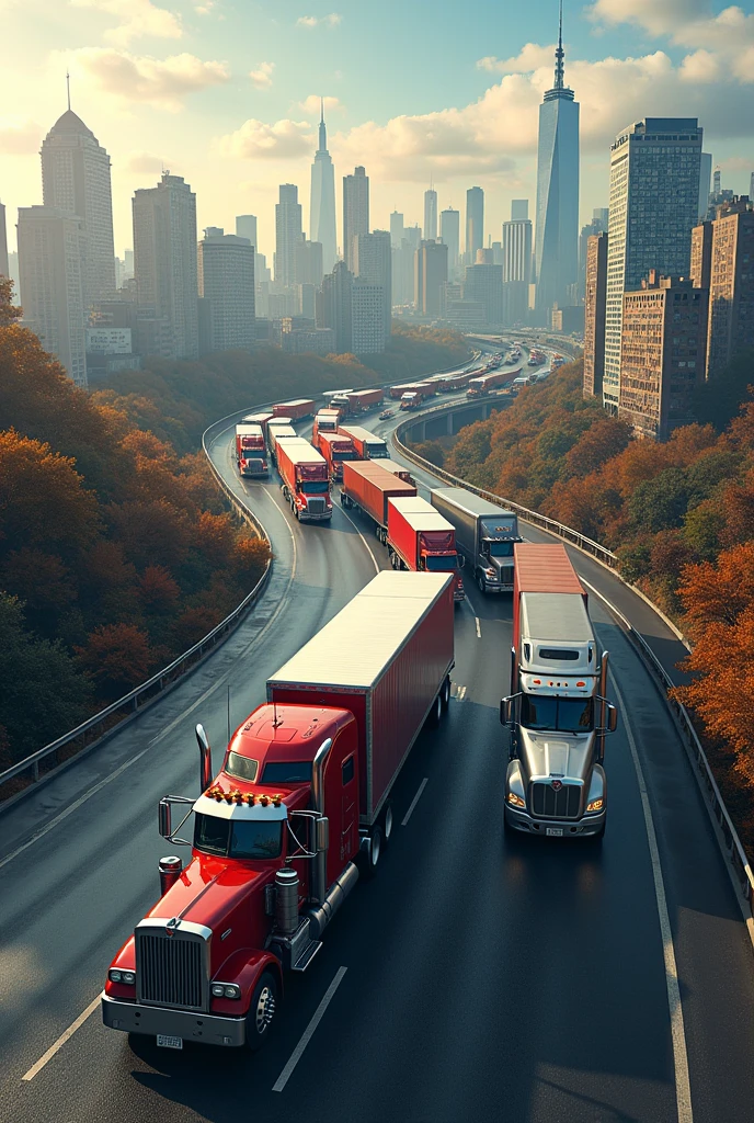 Long trucks in america road new york