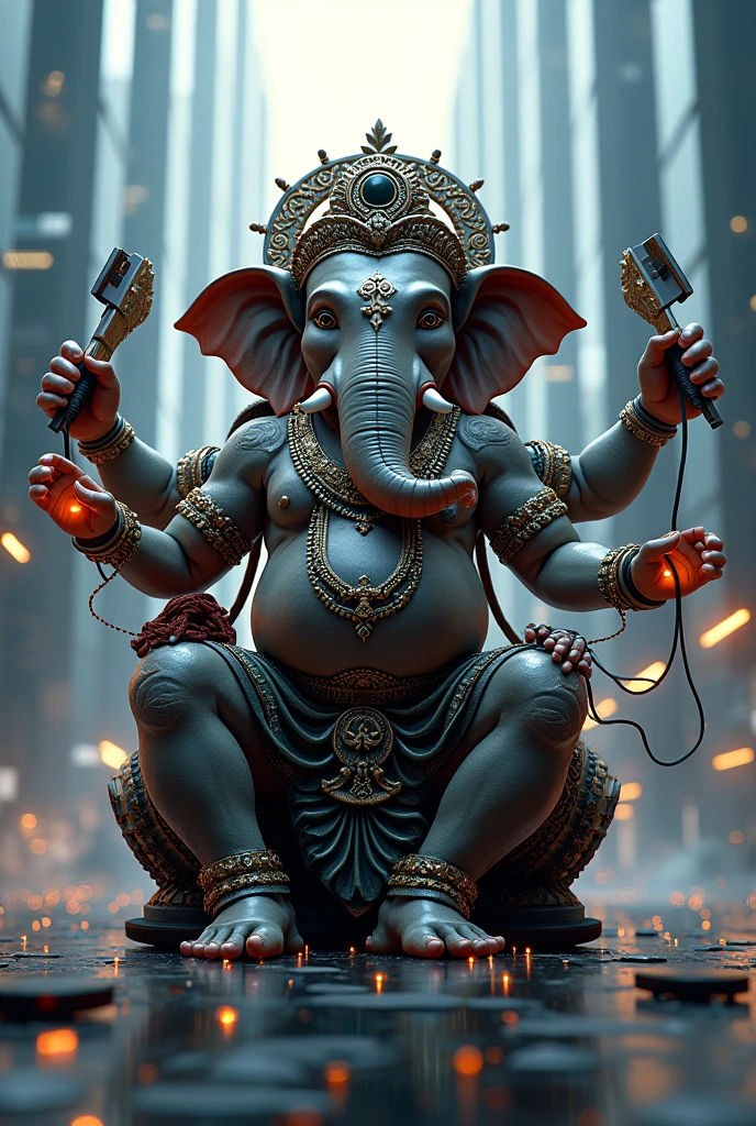 Image of electrical machines and electronics devices to create lord Ganesha 