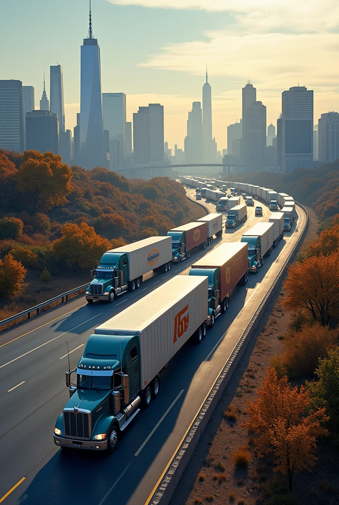 Long trucks in america road new york