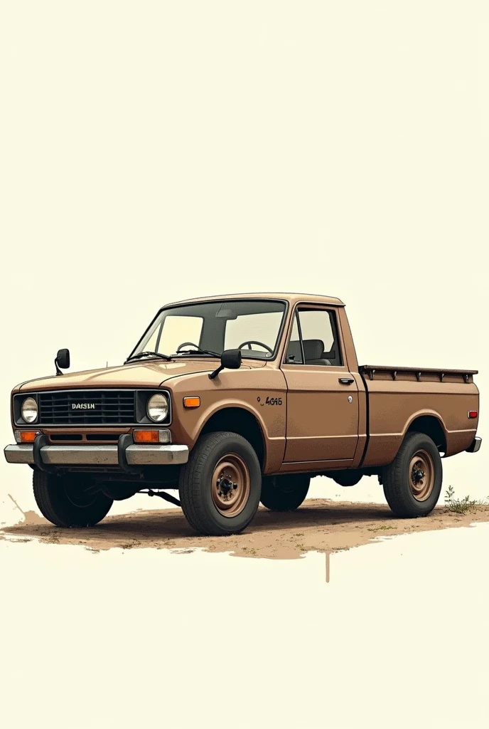 drawing of a Nissan Datsun pick up from the side