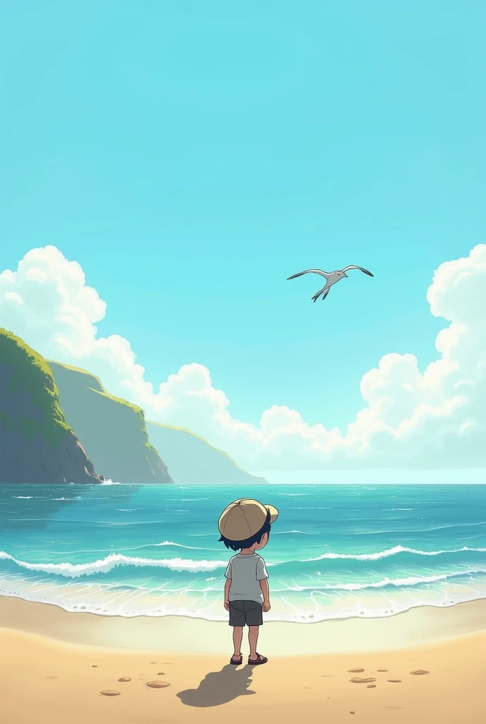 A boy standing on beach