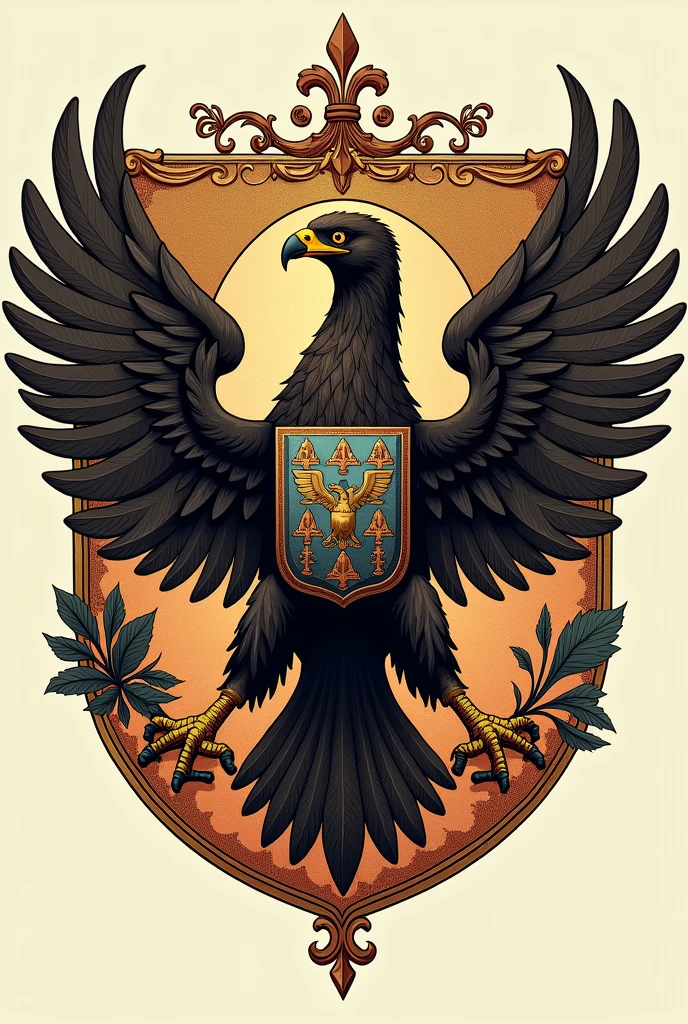 Make me a coat of arms Together with a Eagle and rifles It's for a fictional country Make it illustrated Pure the shield Drawn Drawing