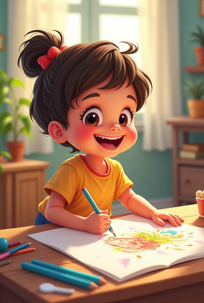 Happy child drawing