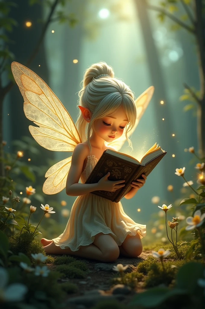 A book in the hand of a fairy from a fairy tale