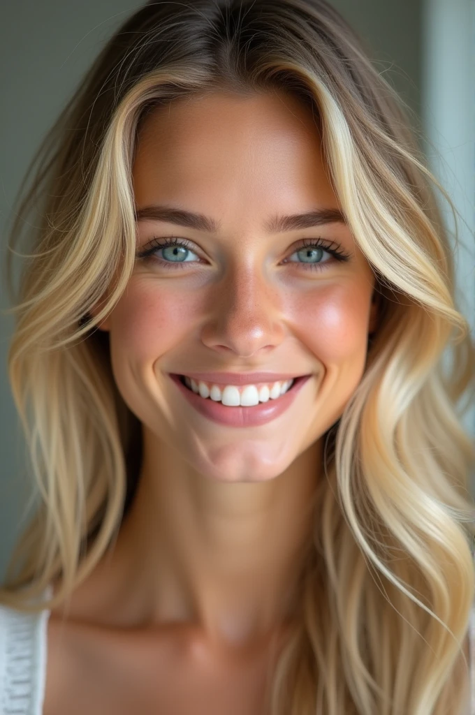 Face of beautiful blonde girl with a smile