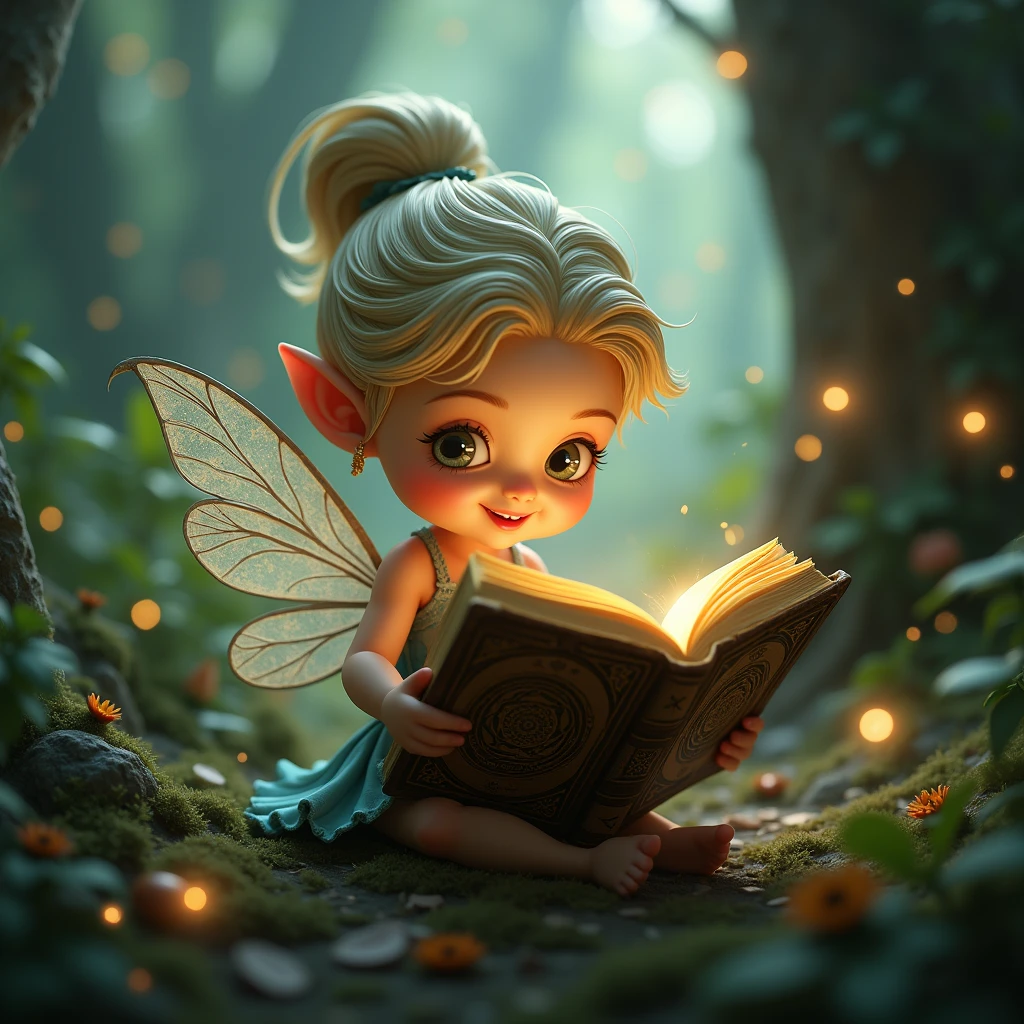 A book in the hand of a fairy from a fairy tale