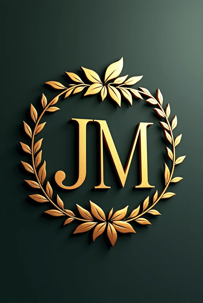 Create an exquisite logo with the initials JM in gold color in a symbol that has nutrition with the word Jessica Martins Nutritionist
