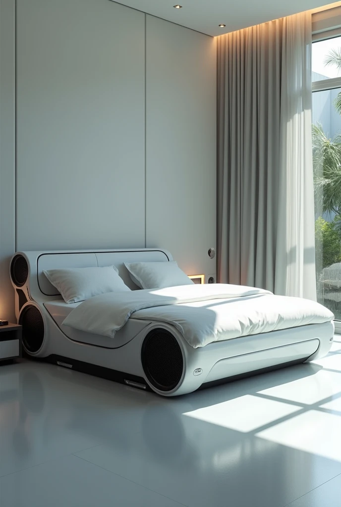 Cyber bed that have surrounded speakers and can push up
