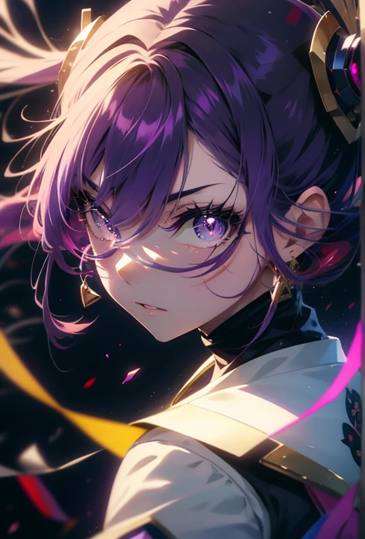 anime girl with purple hair and purple eyes in a purple outfit, Impacto de Ayaka Genshin, [[[[grinning wickedly]]]], akasuki voidstar, retrato de onmyoji, Hajime Yatate, anime moe art style, portrait knights of the zodiac girl, keqing do impacto genshin, impacto genshin do jogo ayaka