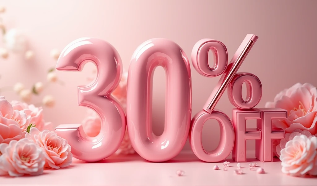 Um banner com nome da loja Hero Beauty com 30% off loja de maquiagem