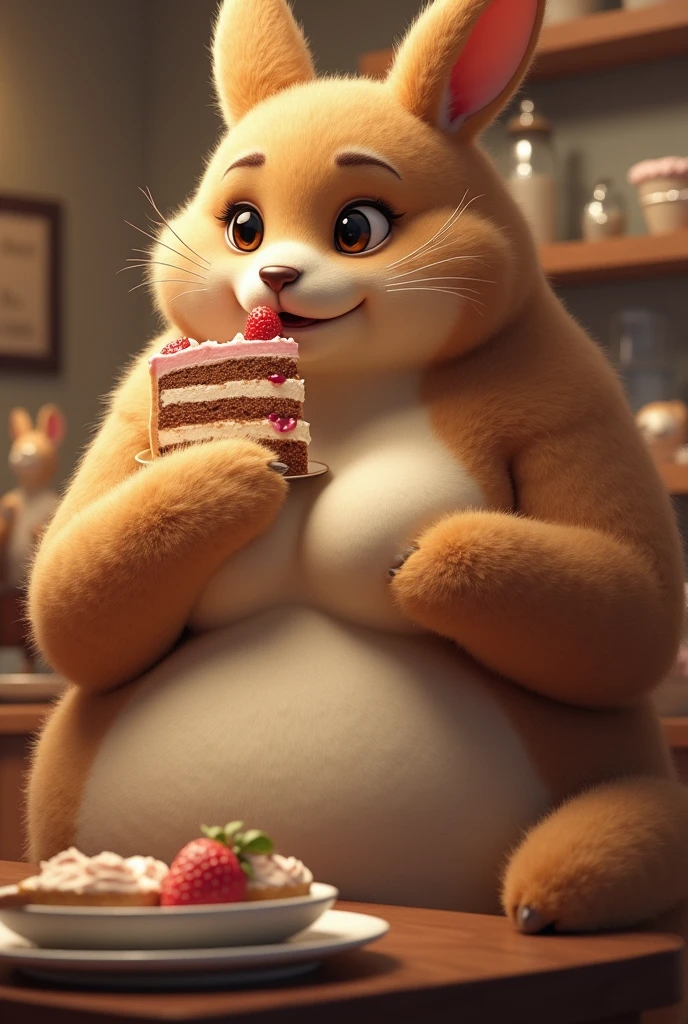 MAKE A FURRY WOMAN. Now make her 20kg heavier. Now She is eating cakes
