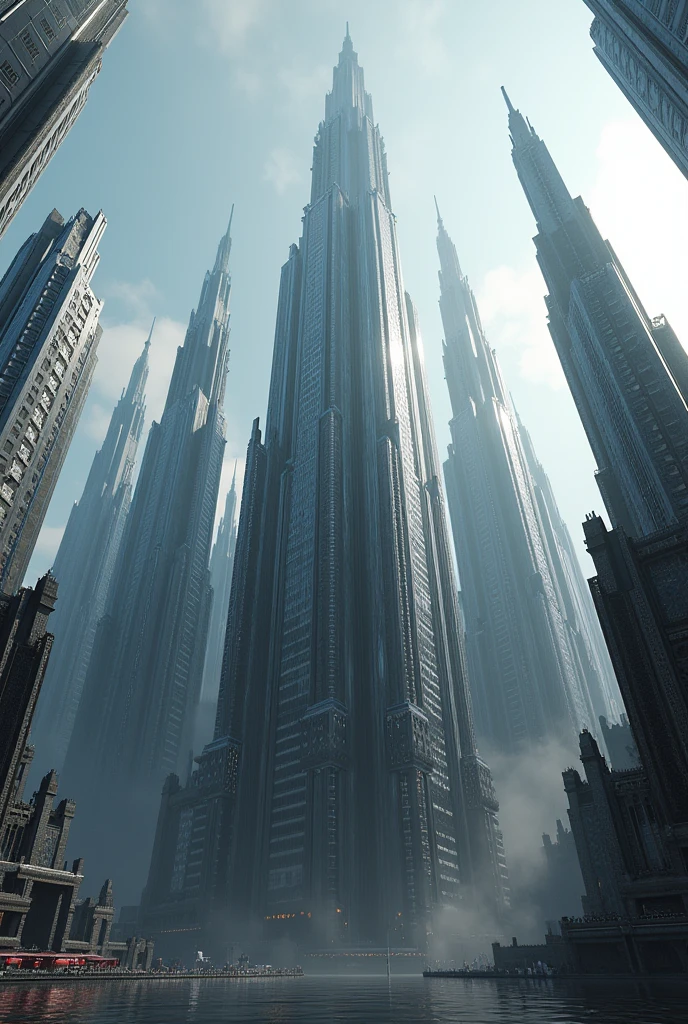 A cluster of metallic skyscrapers, (Super dense) , Detailed