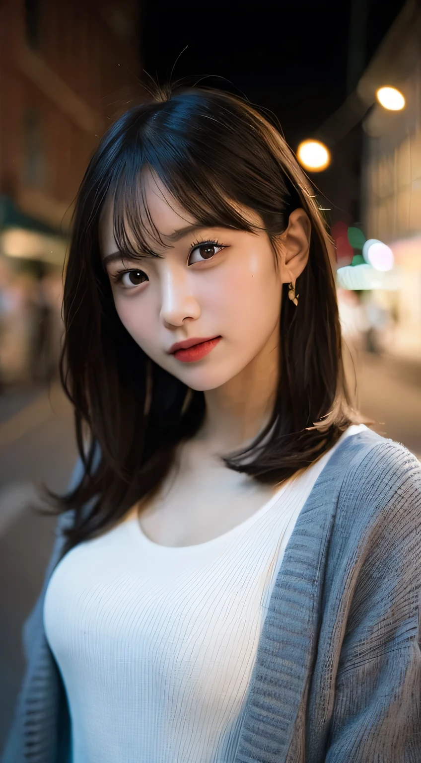 Random pose, Mix 4, (8k, RAW Photos, Highest quality, masterpiece: 1.45), (Realistic, Photorealistic: 1.37), One Girl, cute, Laughter、Cityscape, night, Professional Lighting, Plain,garden,Photon Mapping, Radio City, Physically Based Rendering, Gradient black hair, Gray Hair, Straight long cut,gal,Handsome, and, Big ample breasts,Long sleeve,coat,Autumn Clothes,Autumn outfit,best quality photos, High resolution, 1080P, (Clear Face), (Detailed face description), (Detailed hand description), (masterpiece), Lively and, Extreme light and shadow, Disheveled Hair, masterpiece, Rich details, (Beautiful Faces), (best quality photos), (masterpiece), (Finely grained), dual、Look in front of you, Thin clavicle,Emphasis on armpits、Show lower milk,