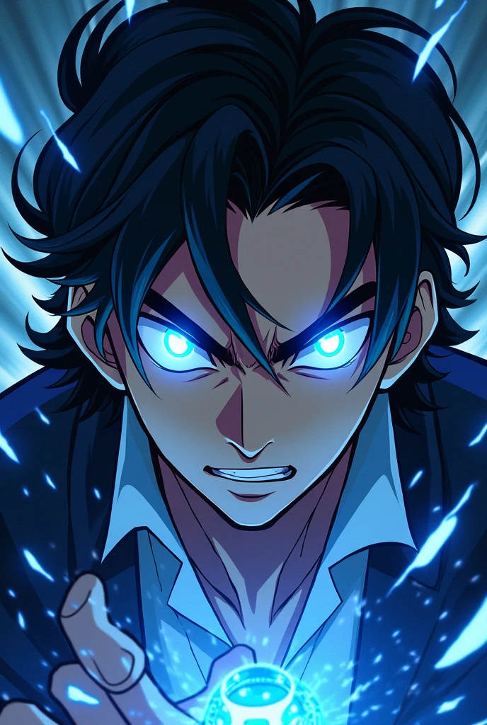 Blaise Pascal eyes but anime art fierce (eyes are blue). Make Blaise Pascal powerful with his inventions