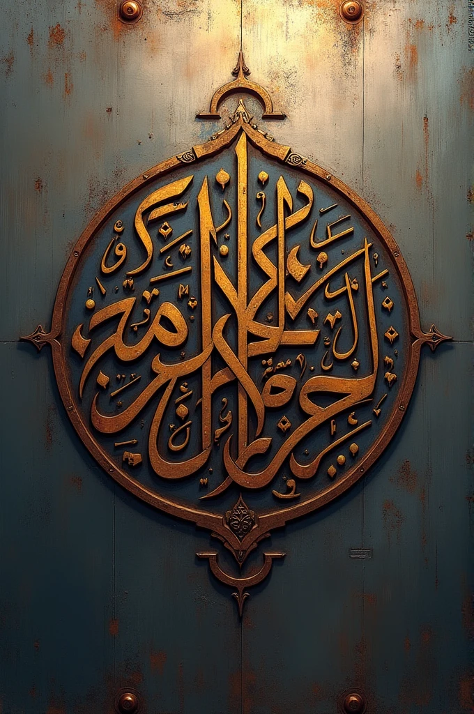 writing "prima computer", dengan writing islami, on metal