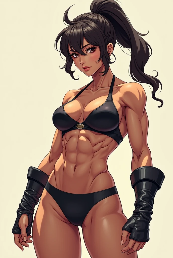 Make a very muscular anime style woman
