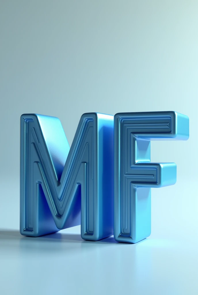 Generate a 3D logo with the letters MF in cyan and silver colors