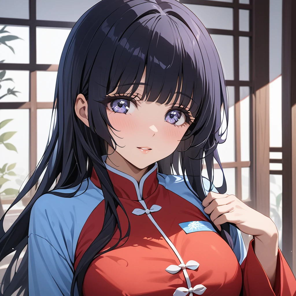 ((Highest quality)), ((masterpiece)), (detailed), （Perfect Face）、The woman is Reika Aoki with semi-long hair、A woman is wearing a Mao suit in China