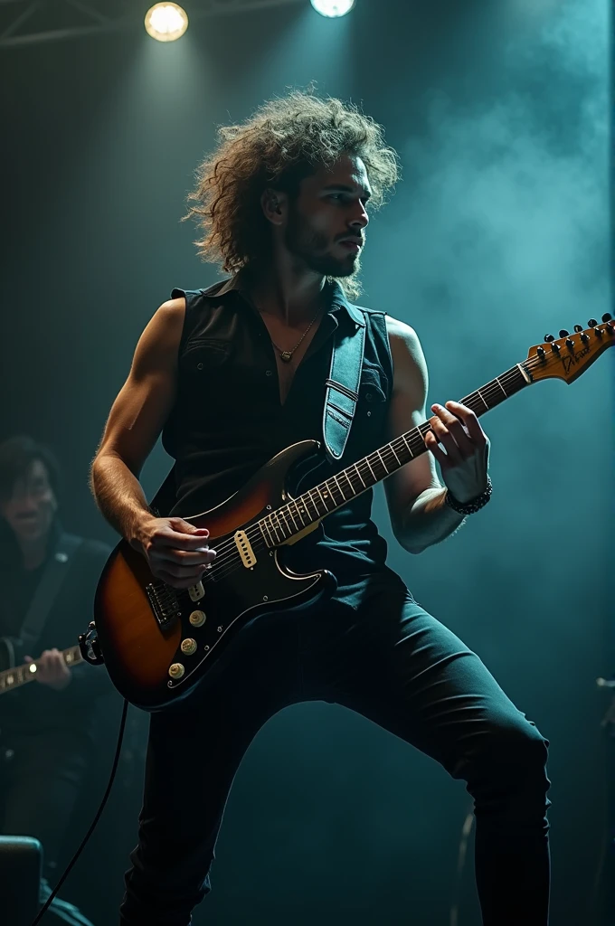 Create a video for me of a person playing a guitar solo