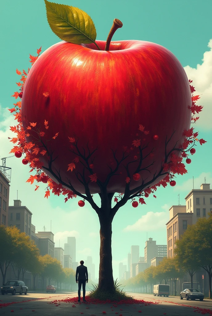 One Man City a tree is apple tree is a very one Apple is very red and fat and very