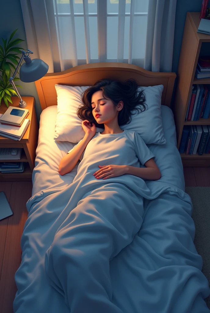 student in his bed sleeping