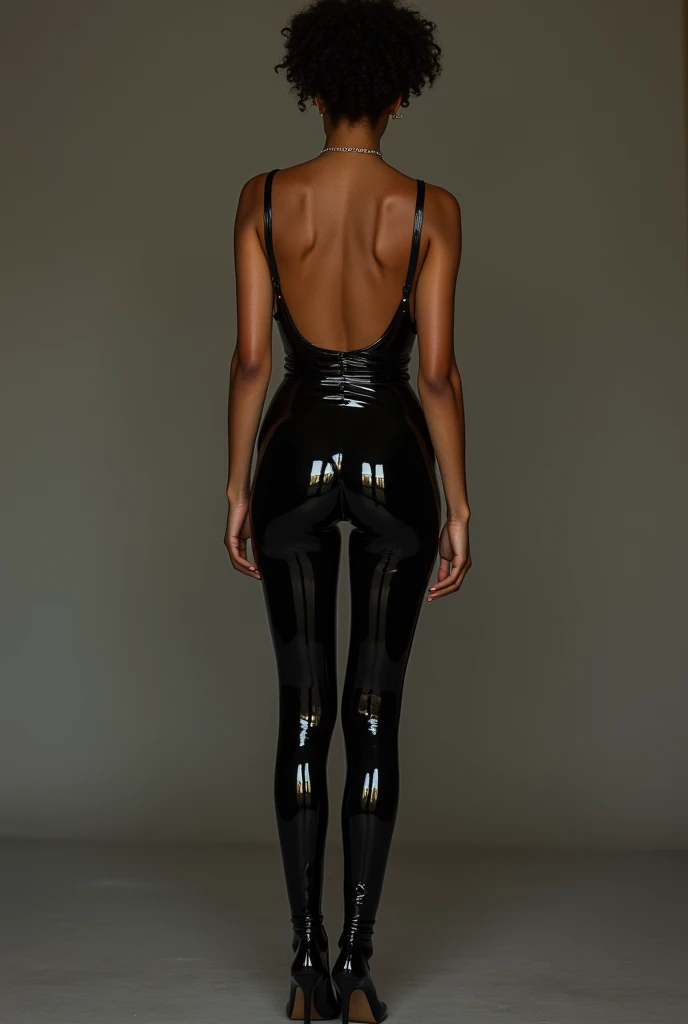 Topless Nathalie Emmanuel in rubber tight latex stockings full body real picture 