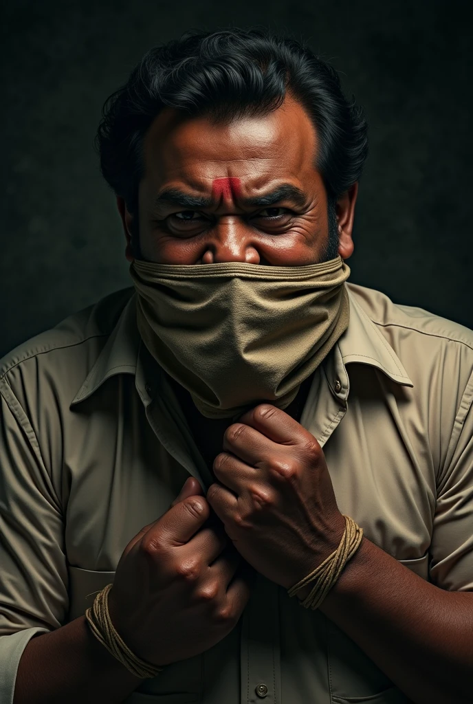 Malayalam actor Mohanlal gagged and tied mouth