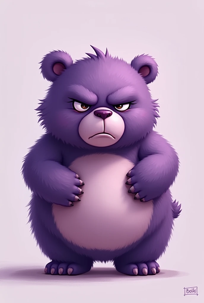 Make the little bear angry and cuddly but in purple