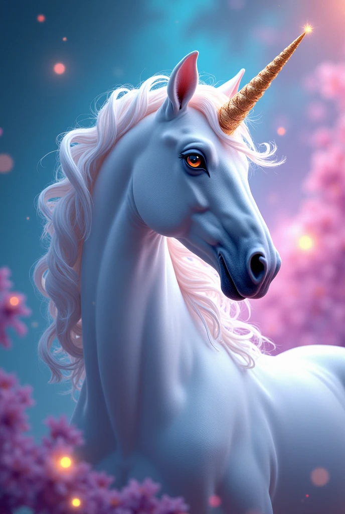 Create a unicorn with a colorful background