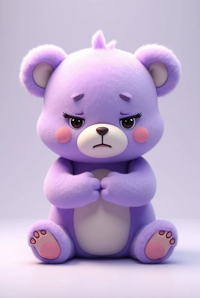 Make the little bear angry and cuddly but in tender purple