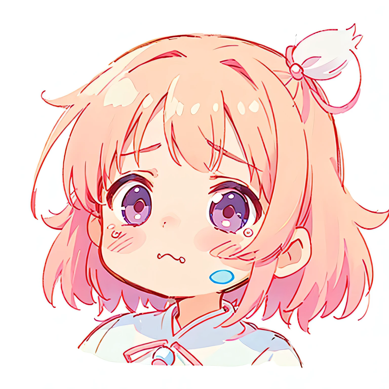 Momoko Sakura colorful style, Kawaii Design, (((Sad face))), (((No background)))