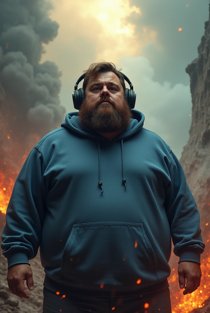 And everyone is in heaven and obese man with brown beard and hair with blue hoodie and a gaming headphones in hell
