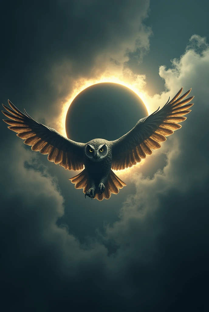 Eclipse and a flying owl 