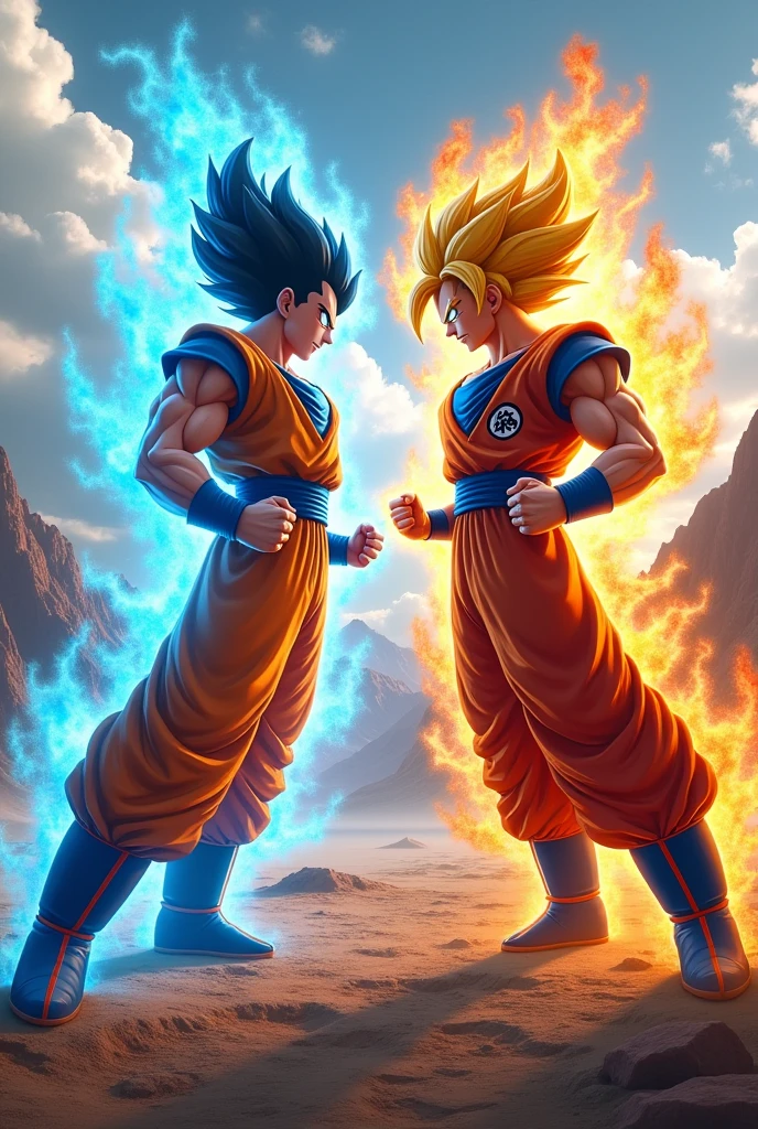 Goku in ultra instinct and vagita in ultra ego fom realistic