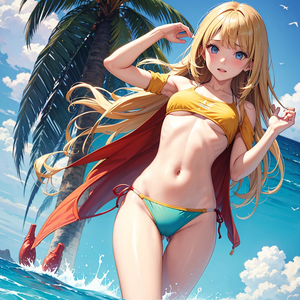 Swimwear Get wet Embarrassed Blonde Underboob