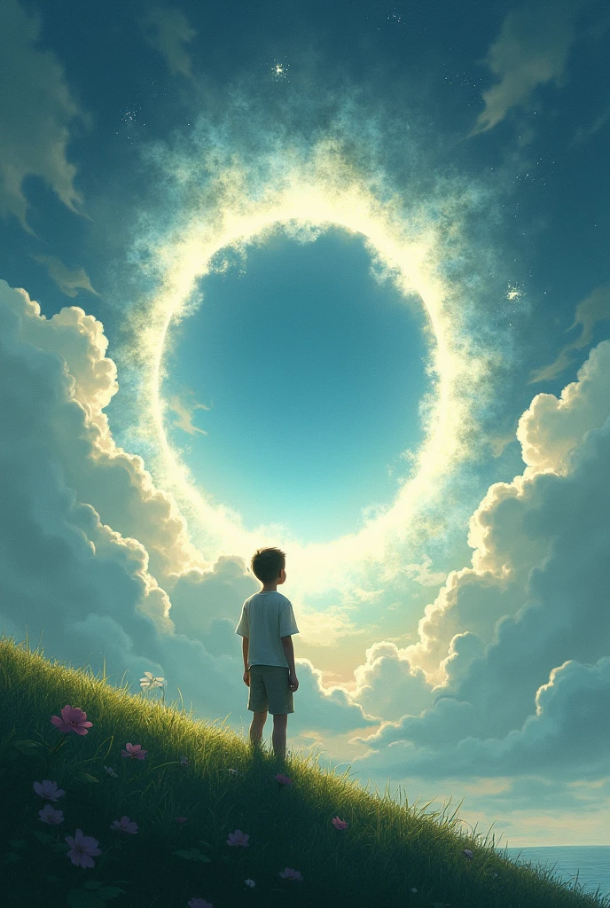 Devine portal and one boy is top on hill and see devine portal white and black colour
