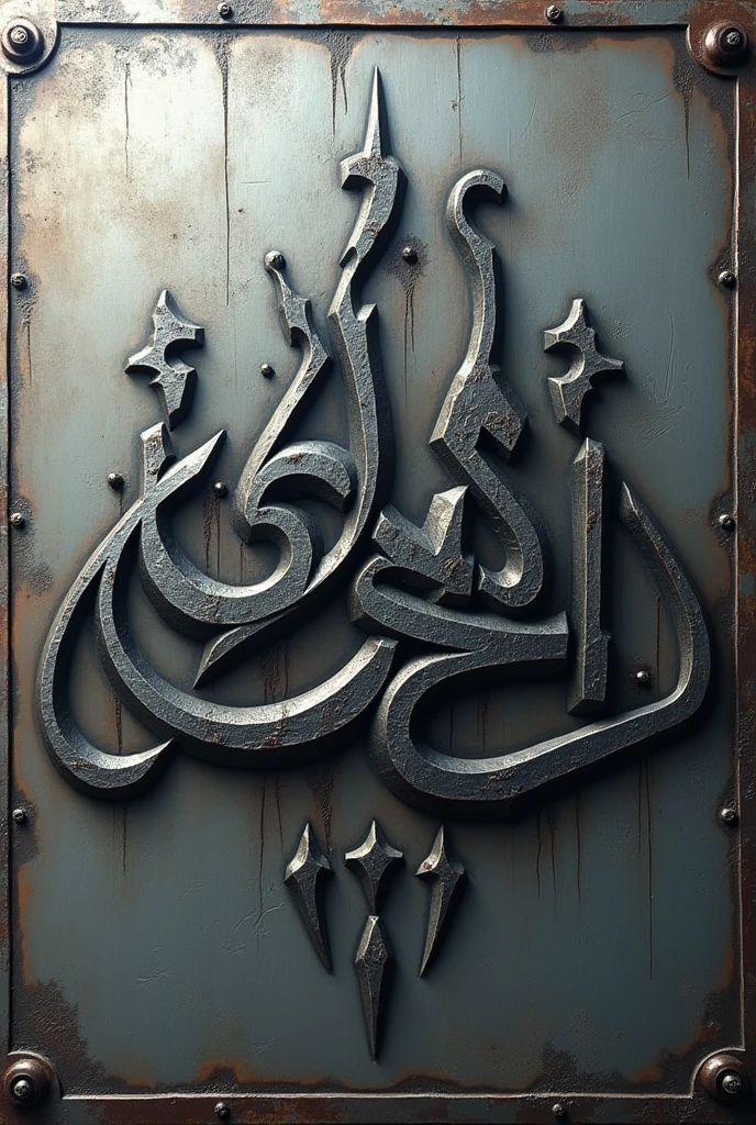 written 'PRIMA KOMPUTER', on metal, islam