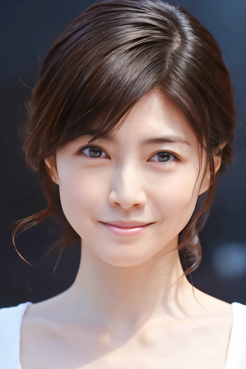 (High reality photograph, high resolusion), Skinny Japanese lady, 30 years old, cute face, detailed face, detailed eyes, various hair style, skinny figure, correct body anatomy, ((looking straight ahead)), facing the camera directly, single photo, a photo captured the best moment expressing the beauty and brains, ((with simple background))