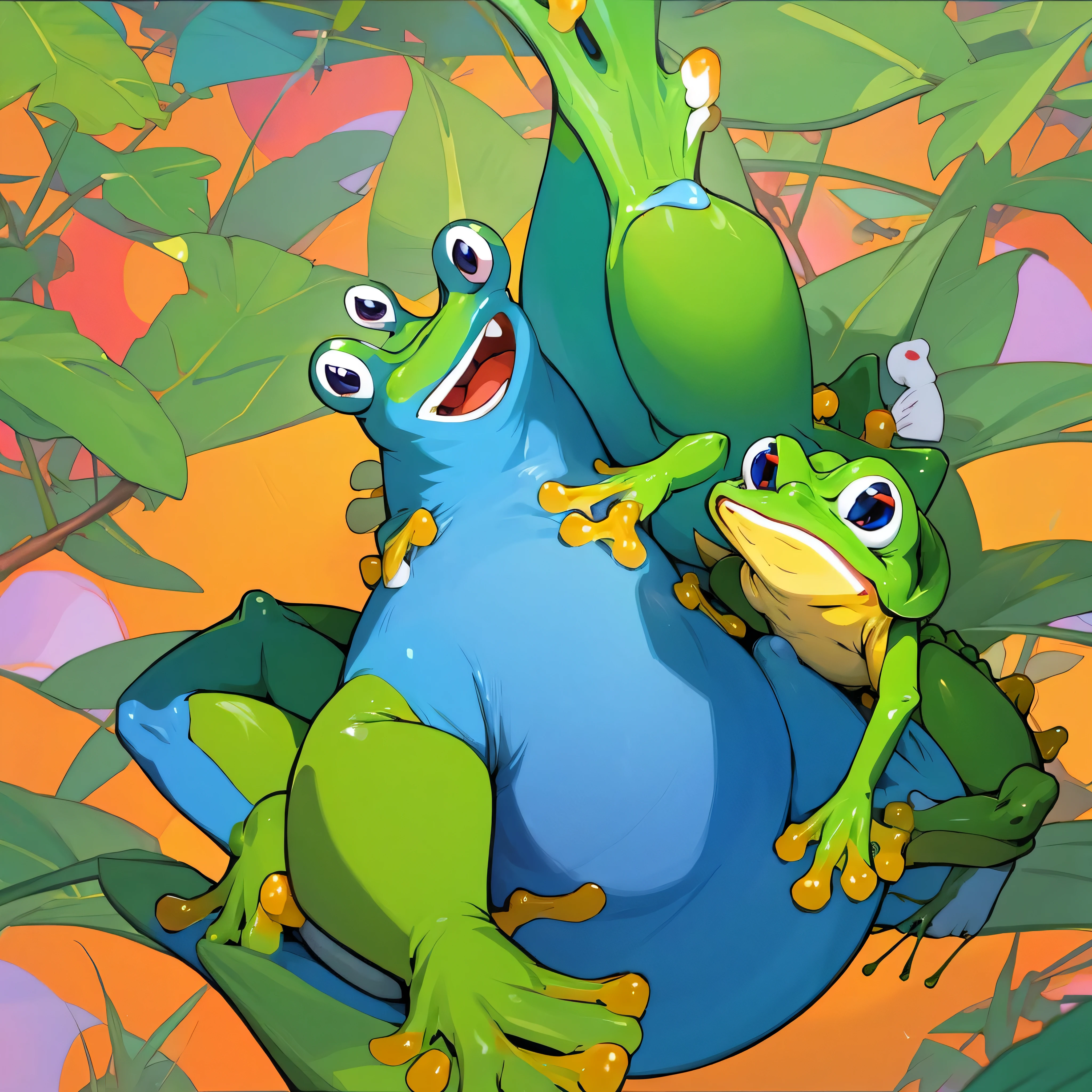 Frog happy catoon