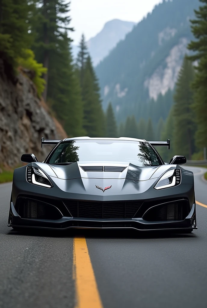 make a c6 corvette with widebody kit and the front bumper of a c8 corvette