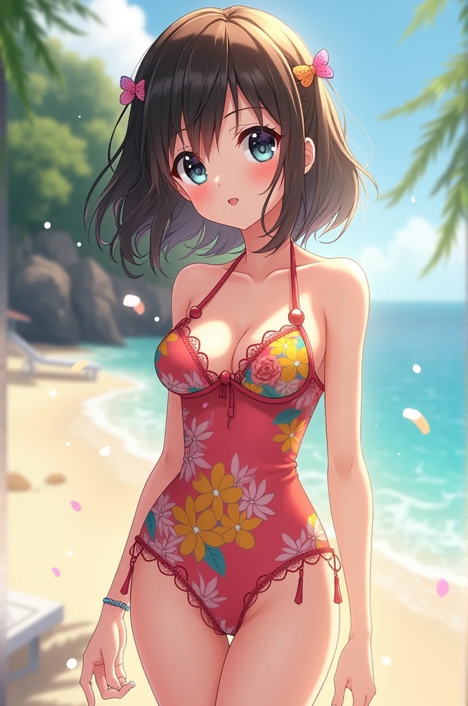 An anime girl in a swimsuit