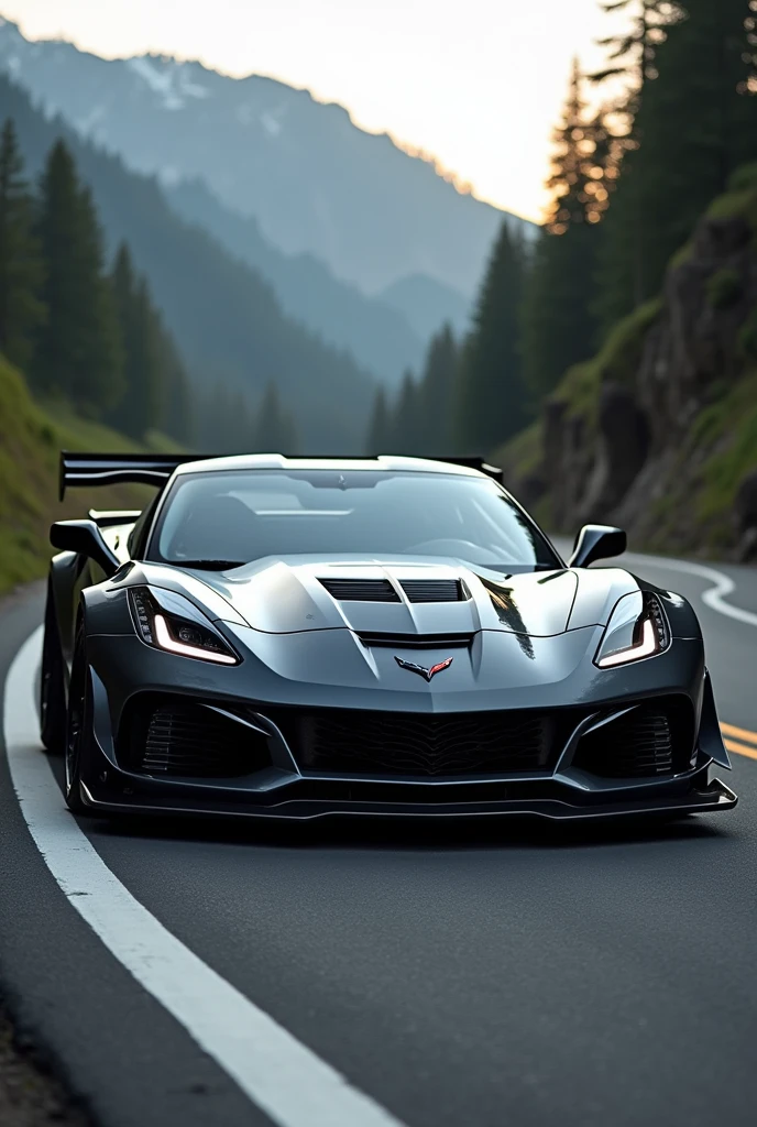 make a c6 corvette with widebody kit and the front bumper of a c8 corvette