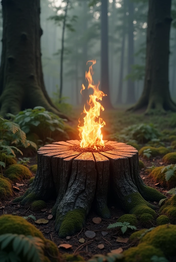 Tree stump fire