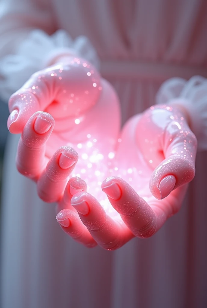 Pink crystal hands