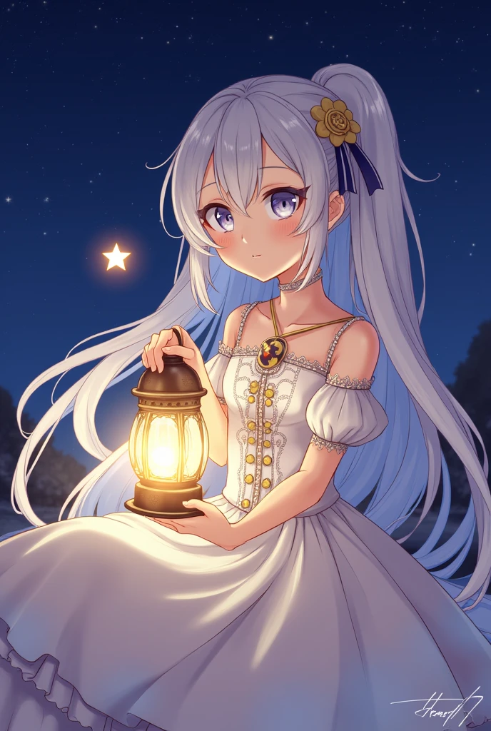 anime girl in a dress with a lantern and a star, anime style, from girls frontline, fine details. girls frontline, girls frontline universe, girls frontline style, girls frontline, girls frontline cg, 2 0 2 2 anime style, alchemist girl,