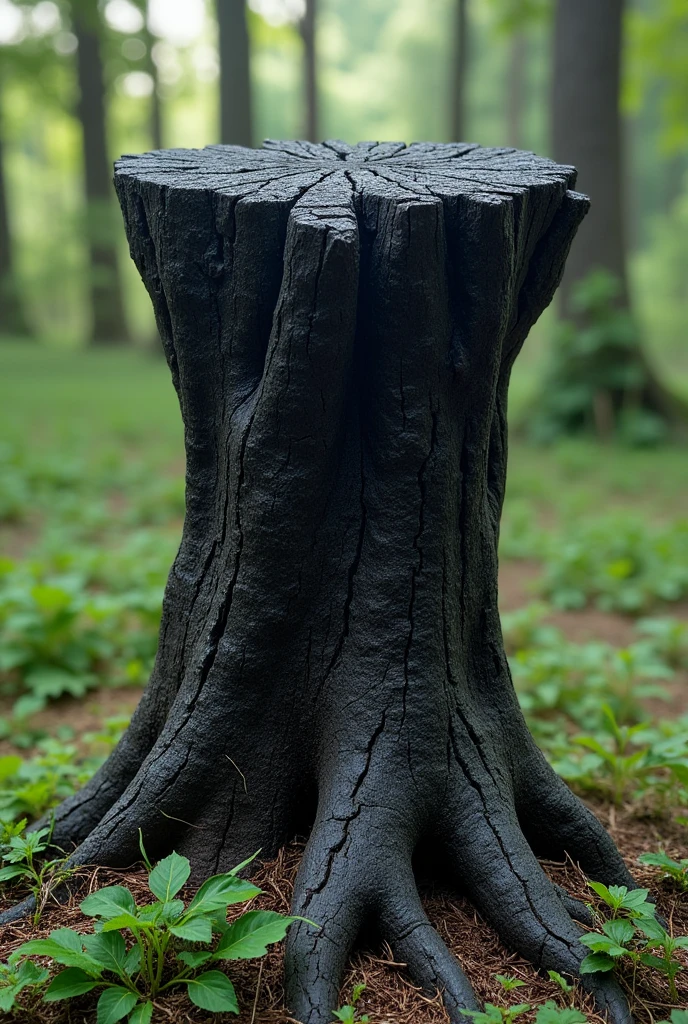 Tree stump burned by fire