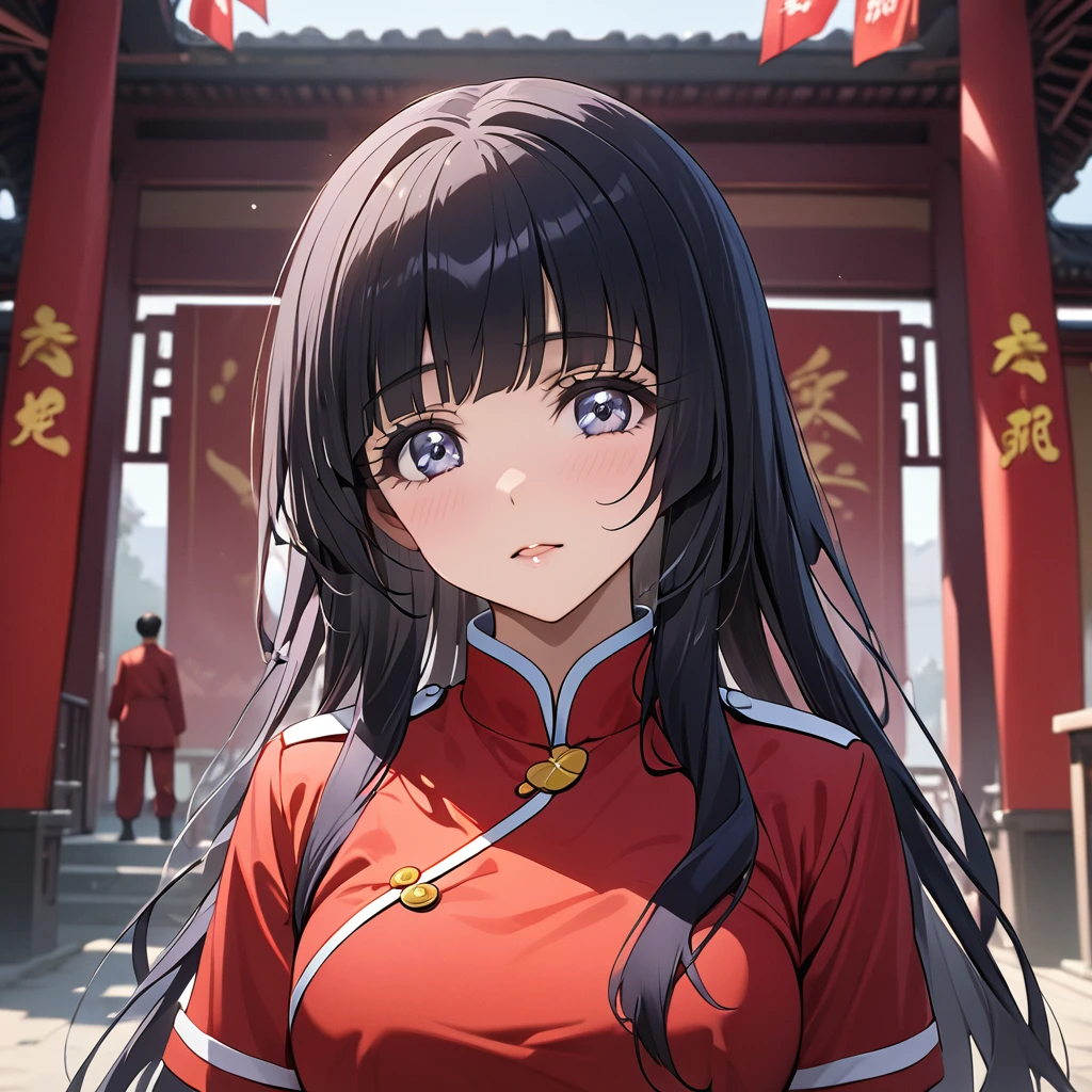 ((Highest quality)), ((masterpiece)), (detailed), (Perfect Face)、The woman is Reika Aoki with semi-long hair、The woman is wearing a Mao suit in China and is a member of the Chinese Communist Party.