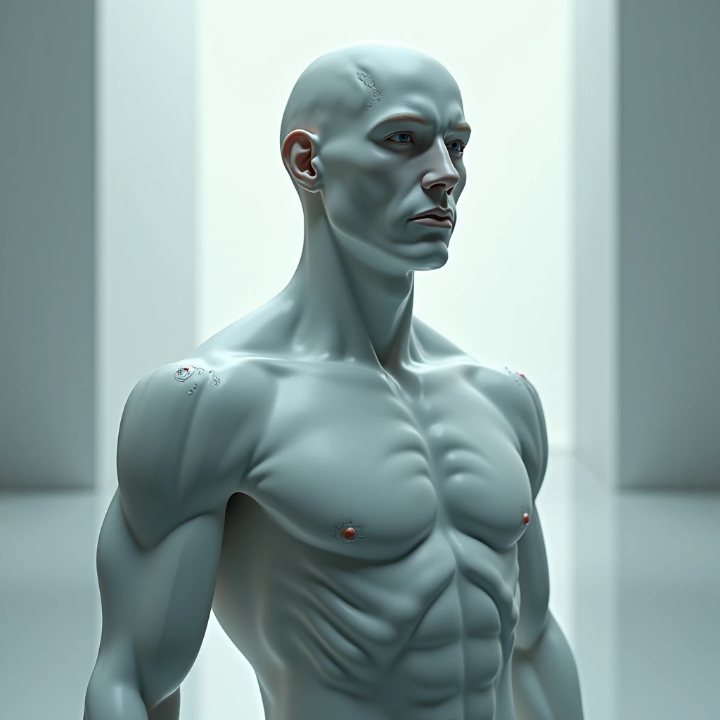3D illustration of a clone man, detailed